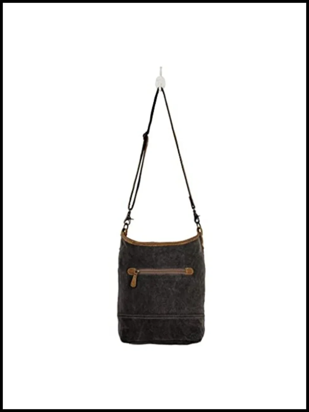 Canvas Floral Purse with Genuine Leather Accents, Shoulder Bag